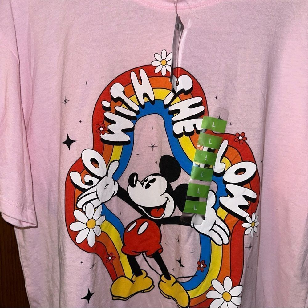 Disney Mickey Mouse Woman’s Go With The Flow T-Shirt Size L - Picture 2 of 5